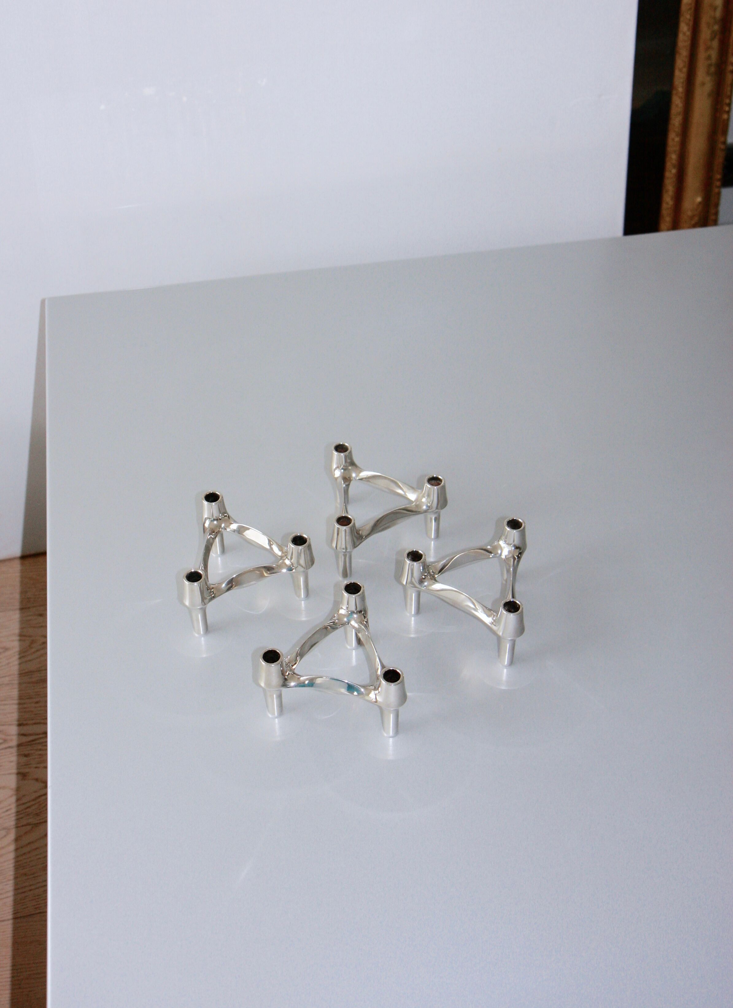 Set of 4 modular Nagel candlesticks from the 70s