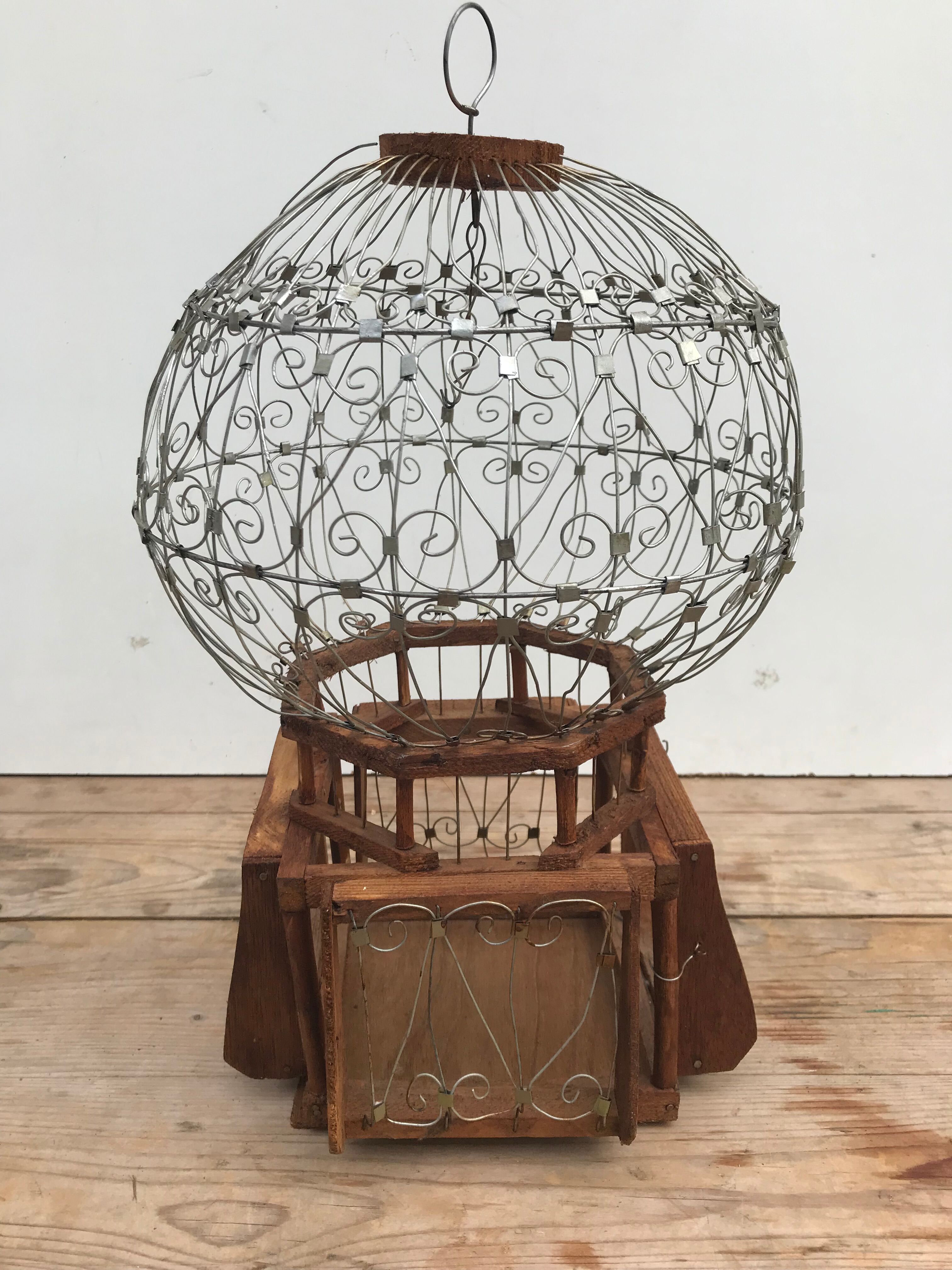 Old metal & wood  bird cage