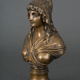Bronze bust on shower stand XIXth representing Marianne Brown patina