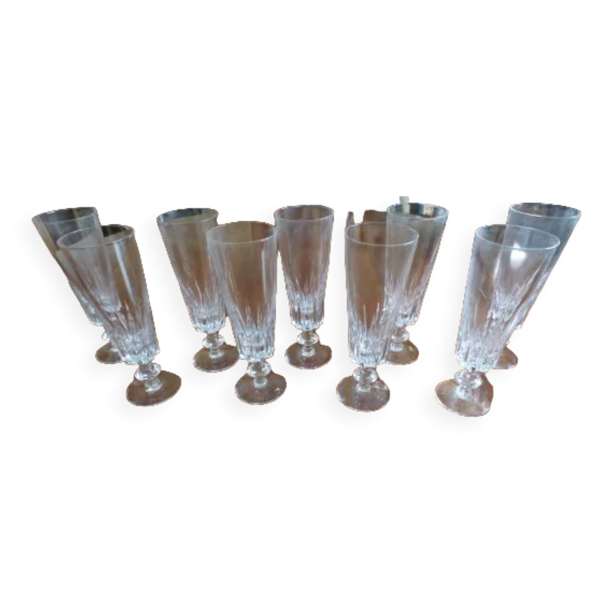 Set of 9 crystal flutes from Bayel cristallerie royale de Champagne