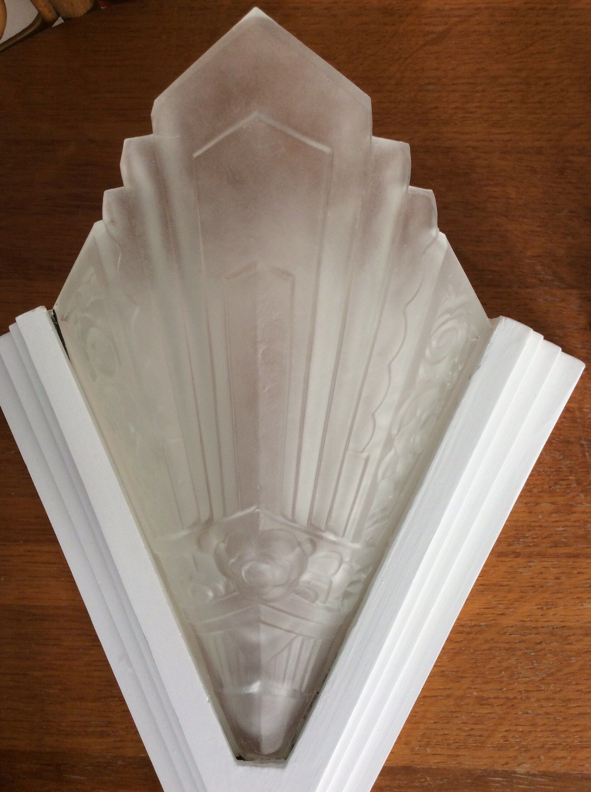 Pair of art deco-style pressed glass sconces