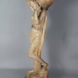 Ceramic sculpture Woman and opal belt jug Goldscheider circa 1900, 60 cm C155