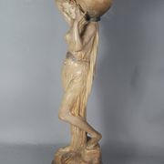 Ceramic sculpture Woman and opal belt jug Goldscheider circa 1900, 60 cm C155