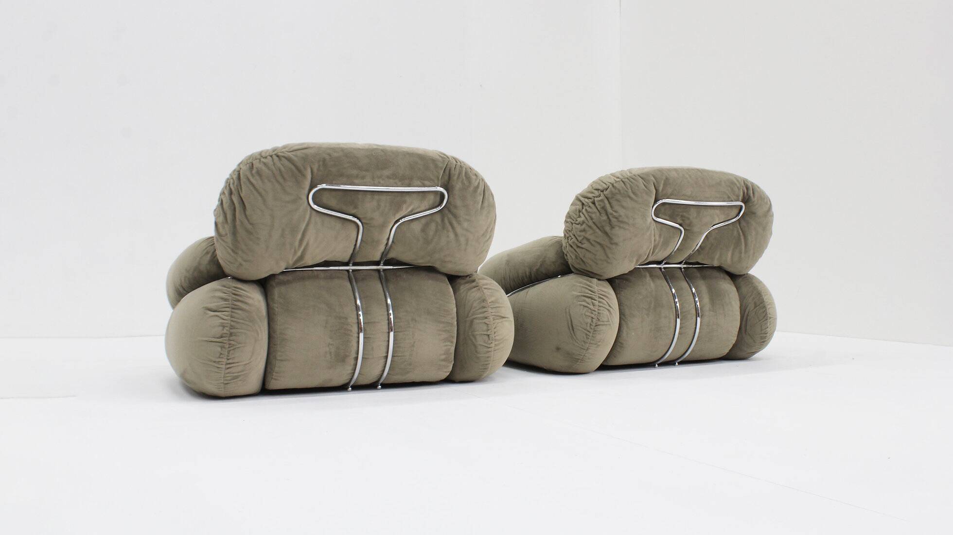 Vintage Adriano Piazzesi Okay armchairs 1970s Italy, set of 2