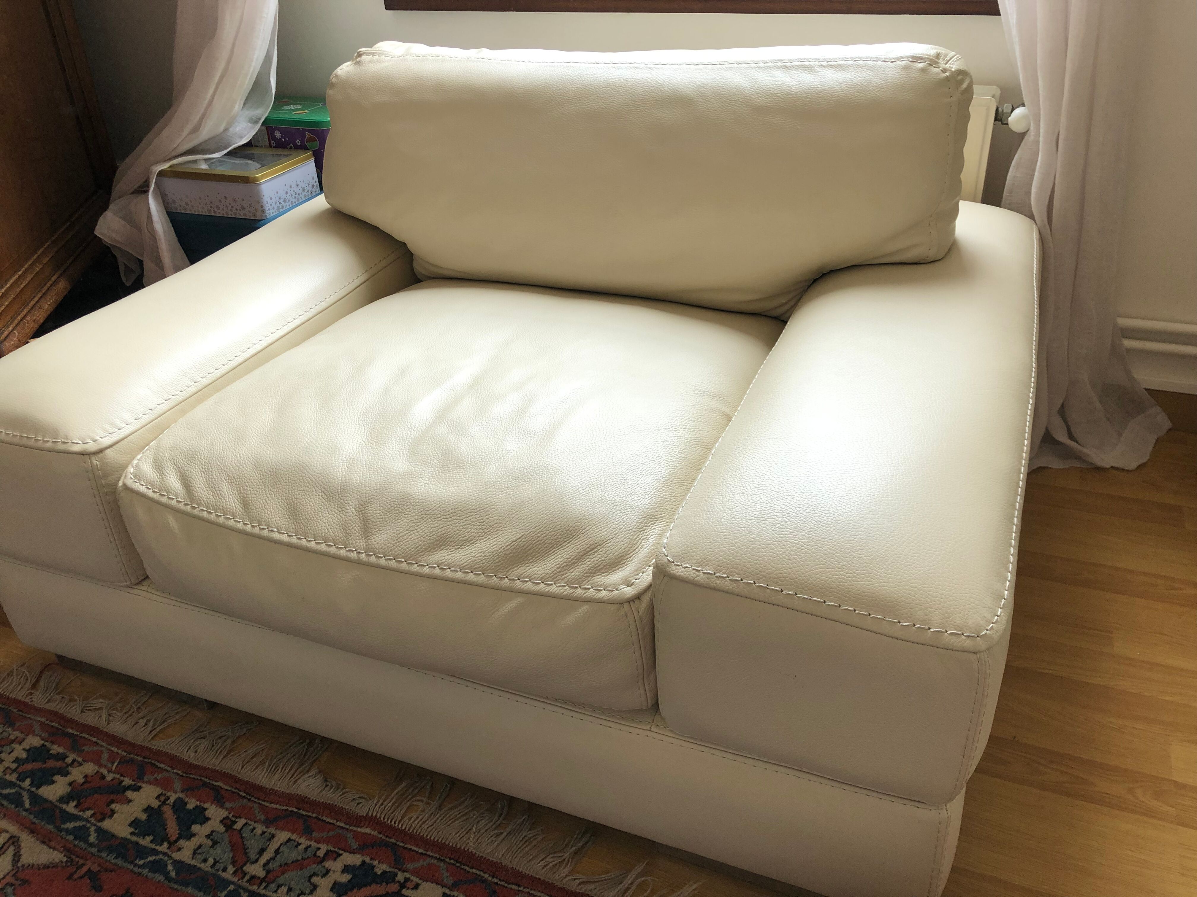 Leather armchair Off-white rock Bobois