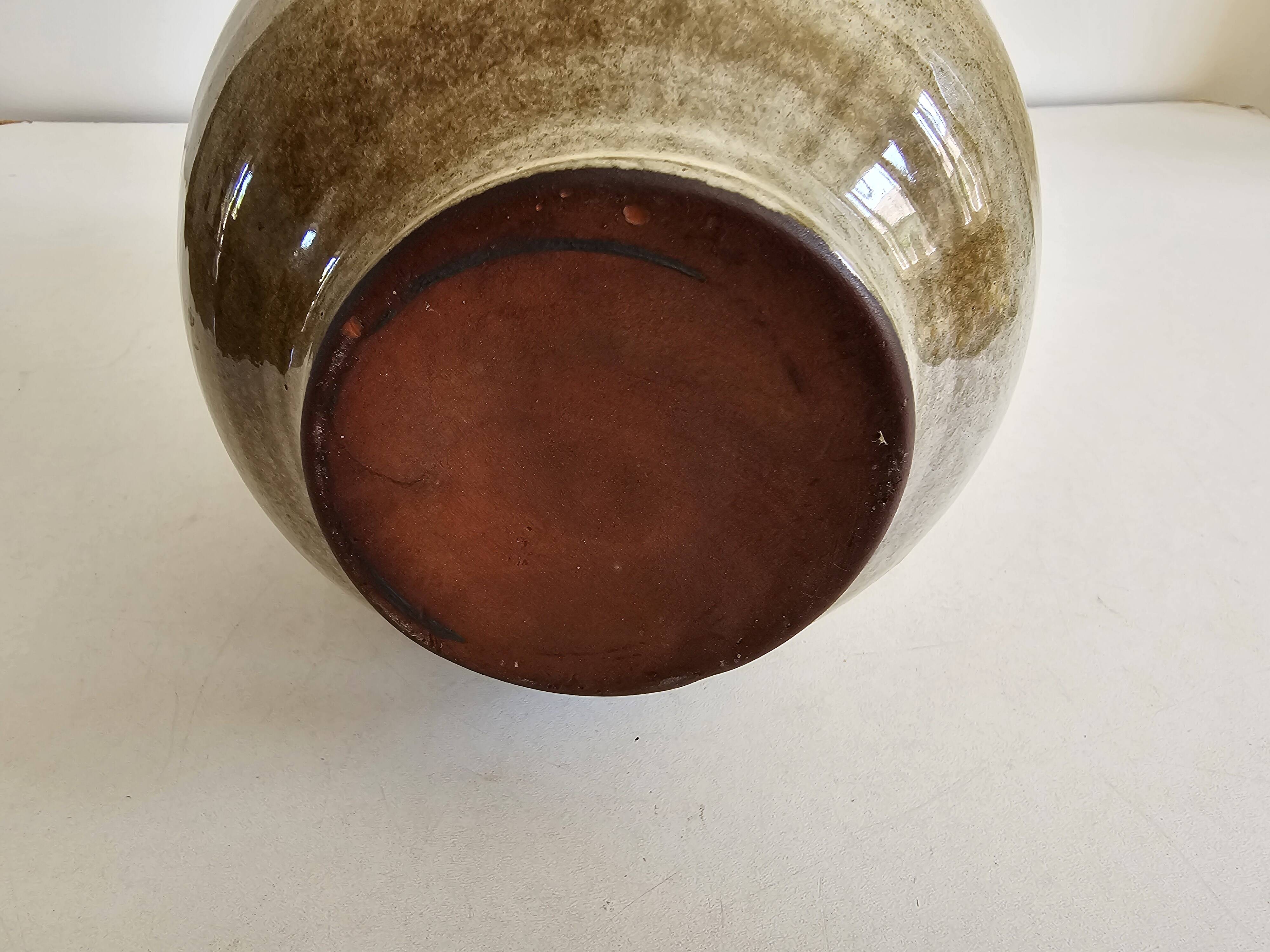 Ceramic vase with Village pattern signed by Jean Paulet - vintage