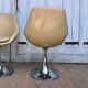 Set of 4 chairs tulip armchairs in beige skaï 1970