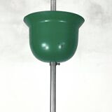 Mid-Century green lacquer and milk glass pendant. Italy 1950s