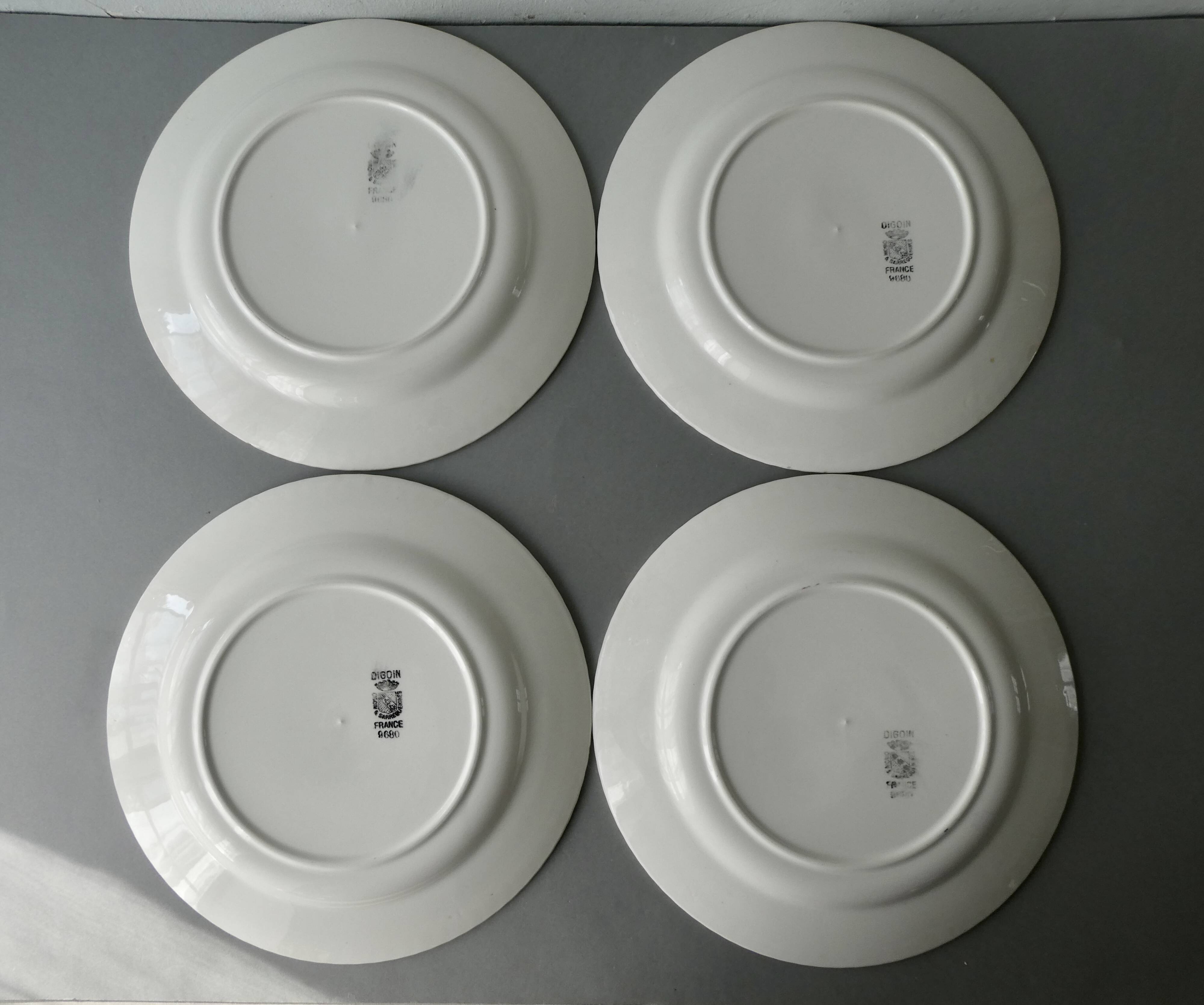 4 Digoin Sarreguemines France dinner plates, 24 cm