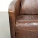 Sturdy dark cognac brown cow leather Aviator design armchair