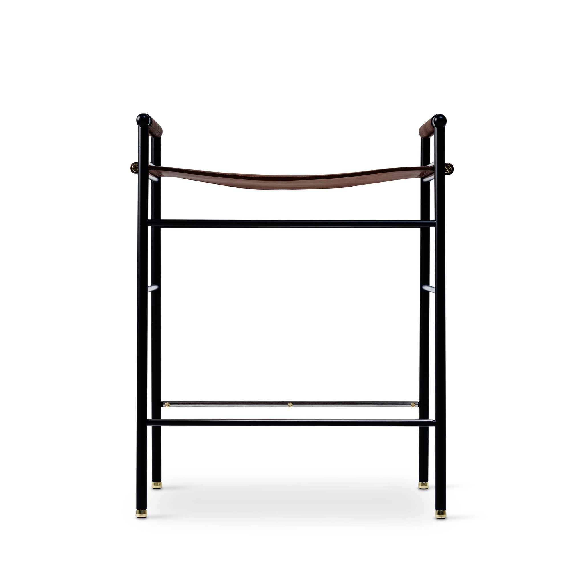 Tabouret de bar Artisan Classic contemporain en cuir marron foncé