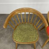 Pair of Baumann 740 office chairs, slatted models, 1960s