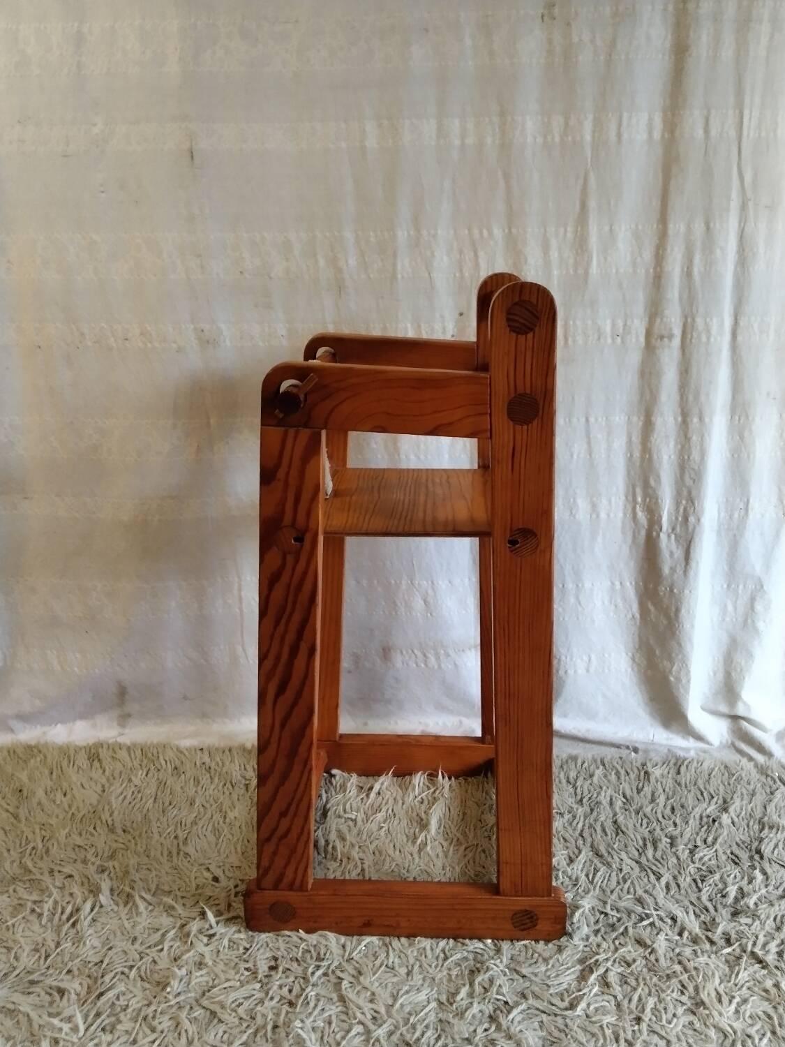 High chair for baby in solid pine - mid 20th century.