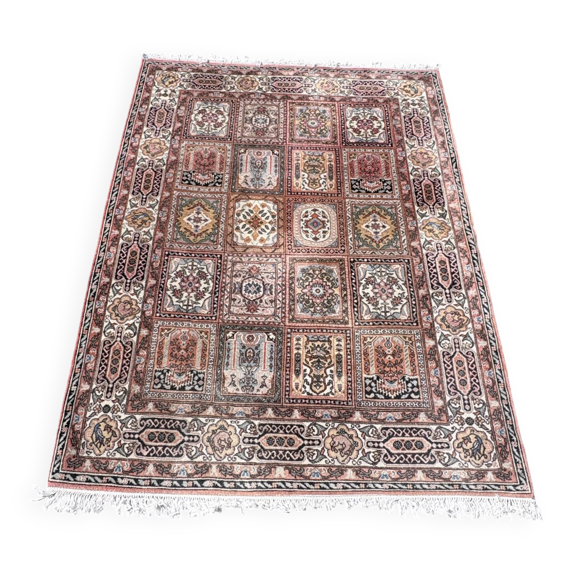 Large vintage Romanian wool carpet in Bakhtiari style