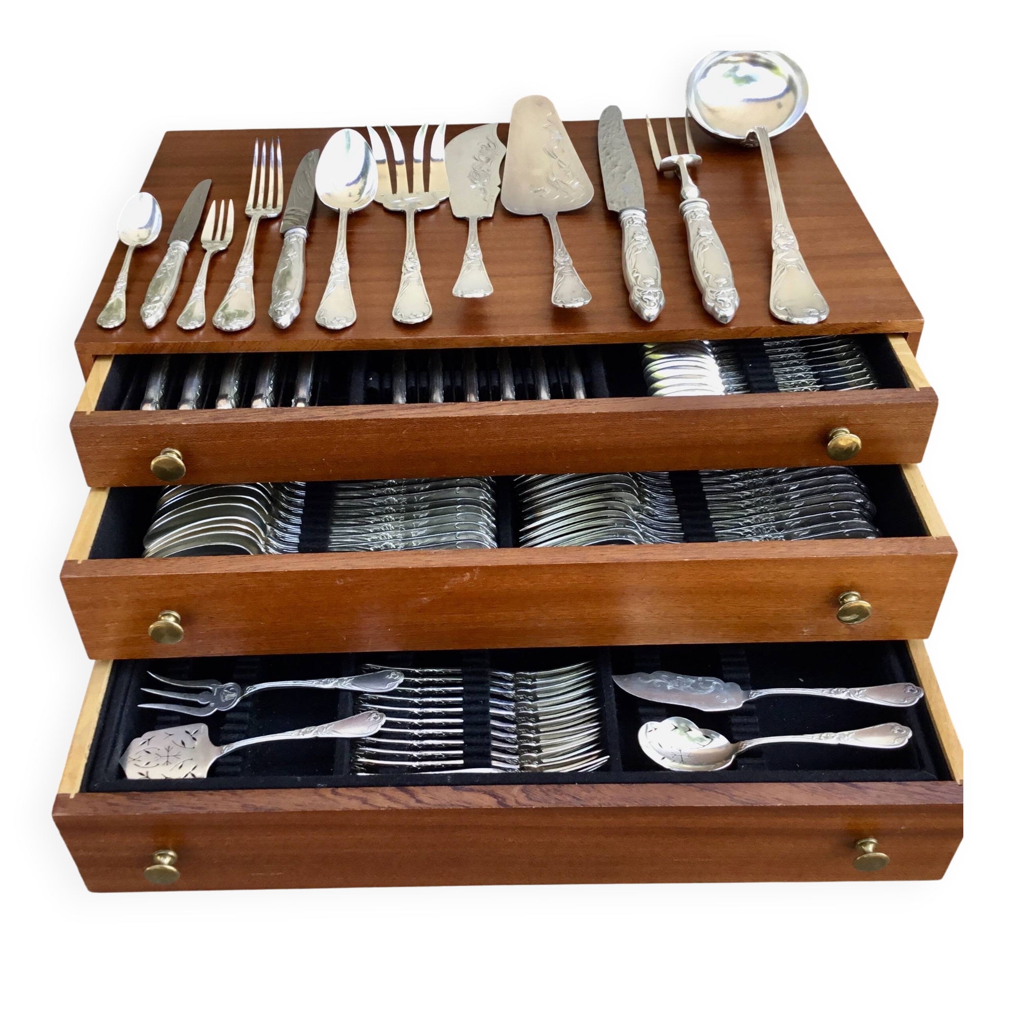 Art Nouveau style silver-plated cutlery set