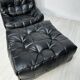 ‘80s vintage leather Kashima 1-seater + ottoman by Michel Ducaroy for Ligne Roset