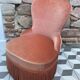 Fauteuil chauffeuse vintage velours saumon