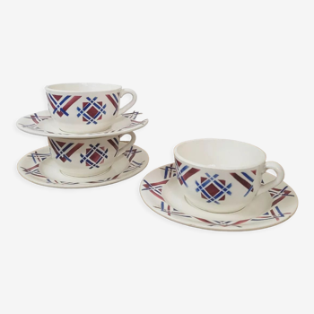 Set of 3 cups and their Ustaritz model saucers