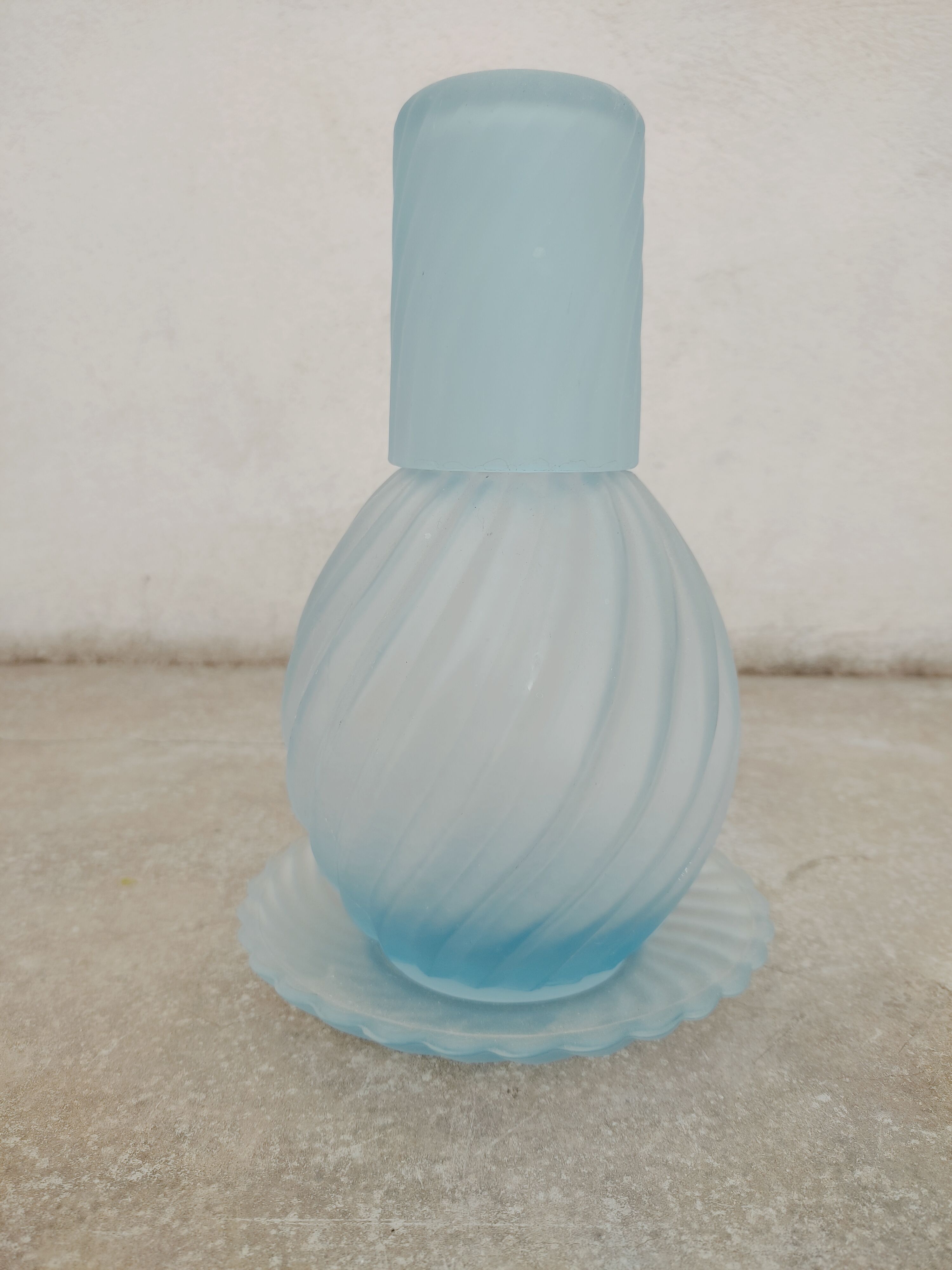 Frosted glass decanter and cup