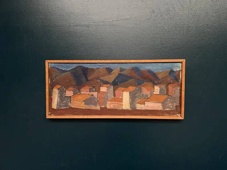 Swedish Oil on Canvas "Urban Landscape" by Johan Lundgren, Framed
