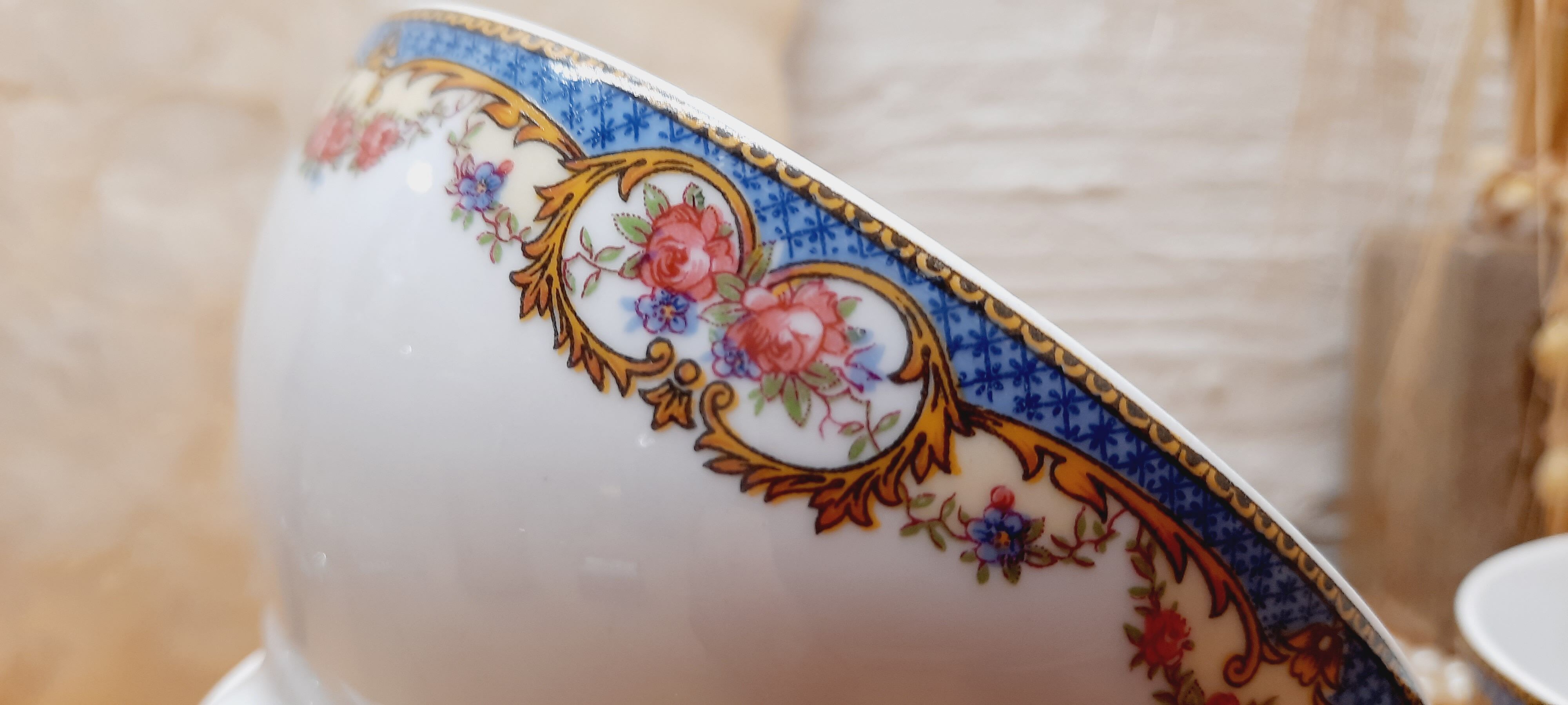 Set 3 bols porcelaine guirlande de fleurs