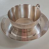 Silver-plated metal cup and saucer