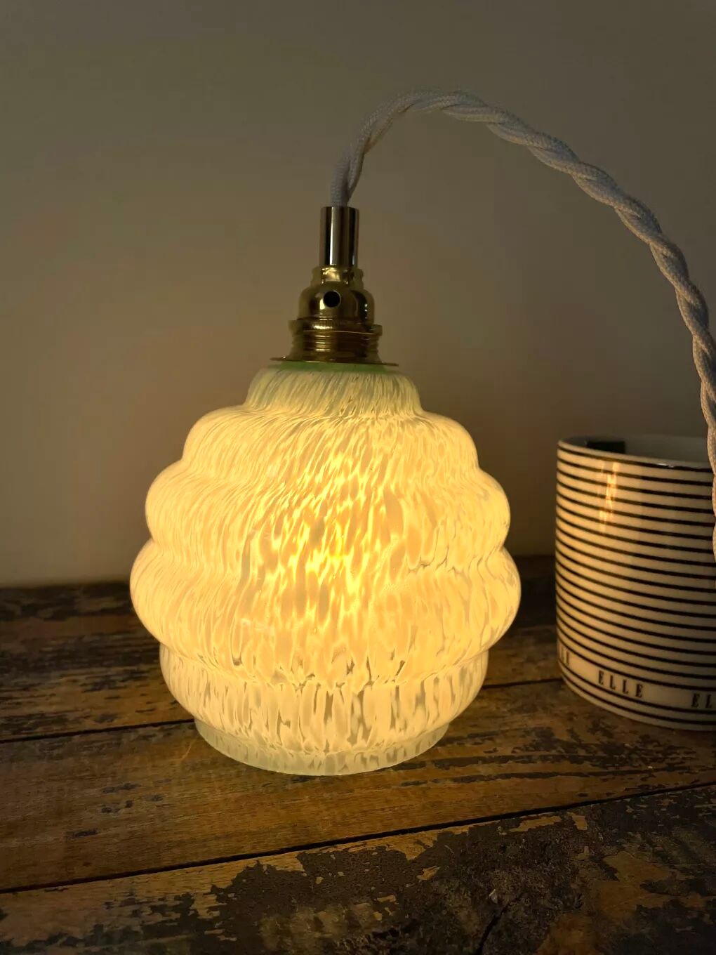 Electrified Art Deco walking lamp with new