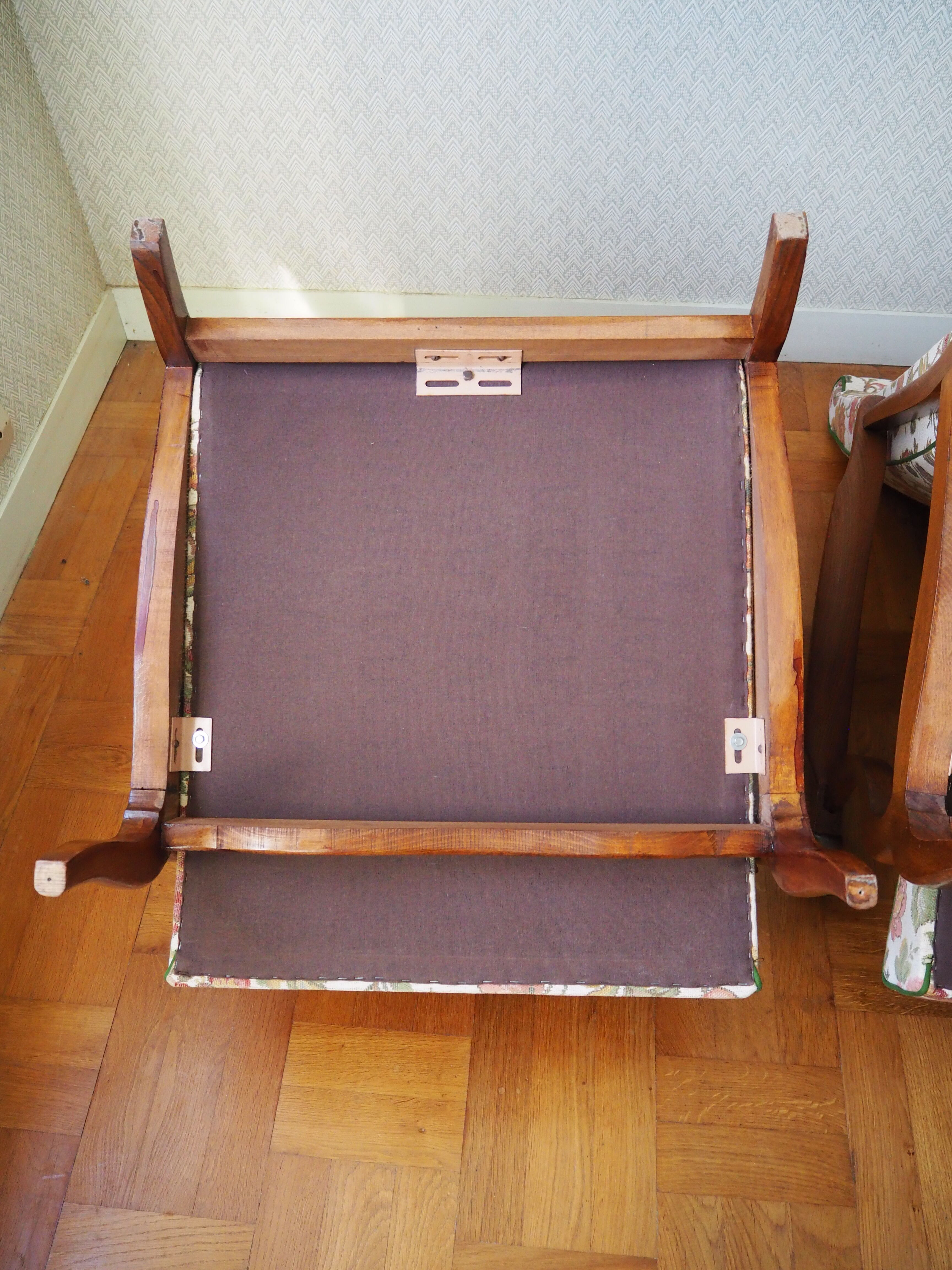 Four 1950s armchairs - wooden armrests