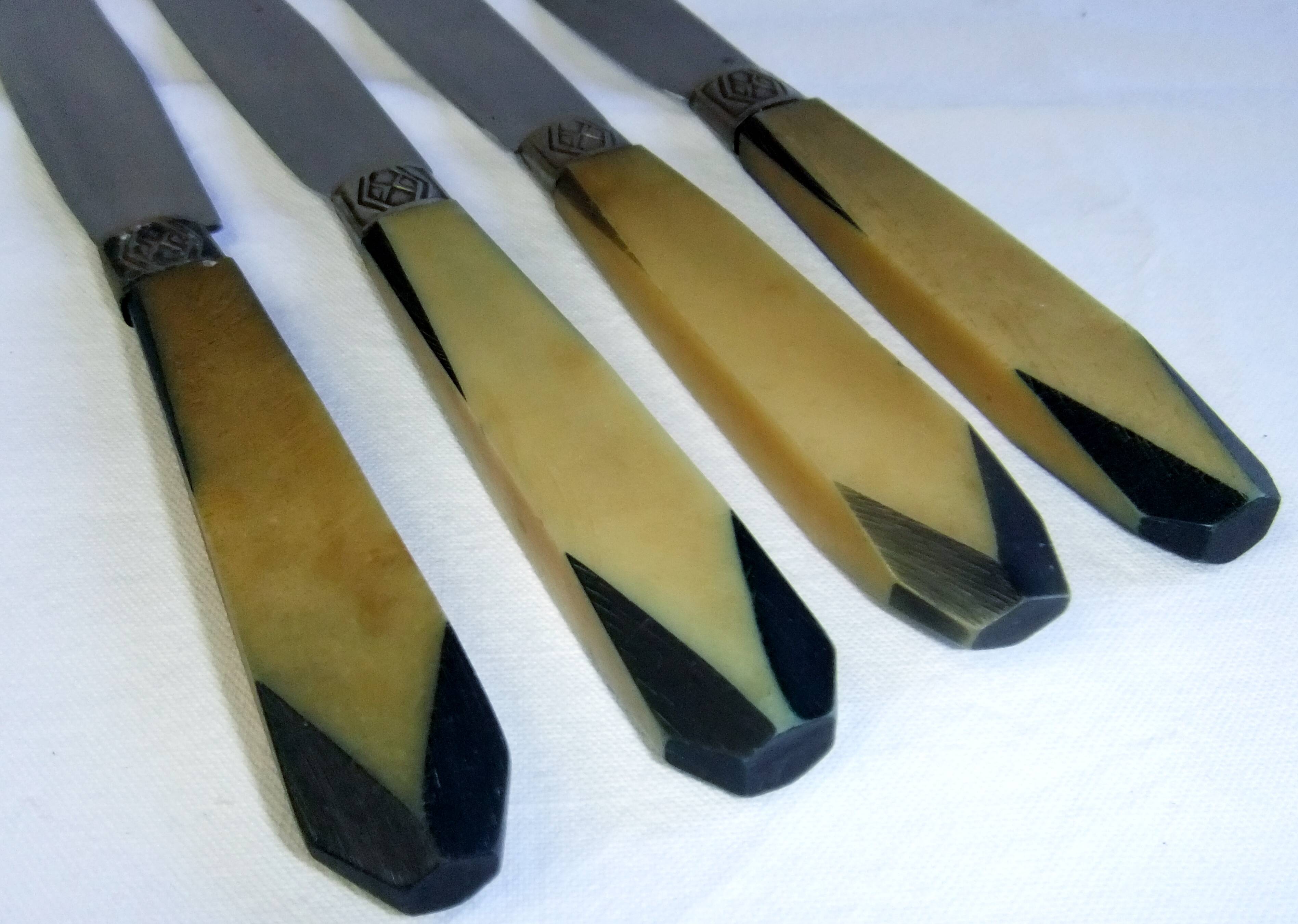 Covered table service old knives Pradel M ferrule art deco period