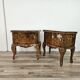 1950s Chippendale bedside tables with black glass