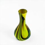 Vase en verre de Murano jaune citron et améthyste Carlo Moretti années 70