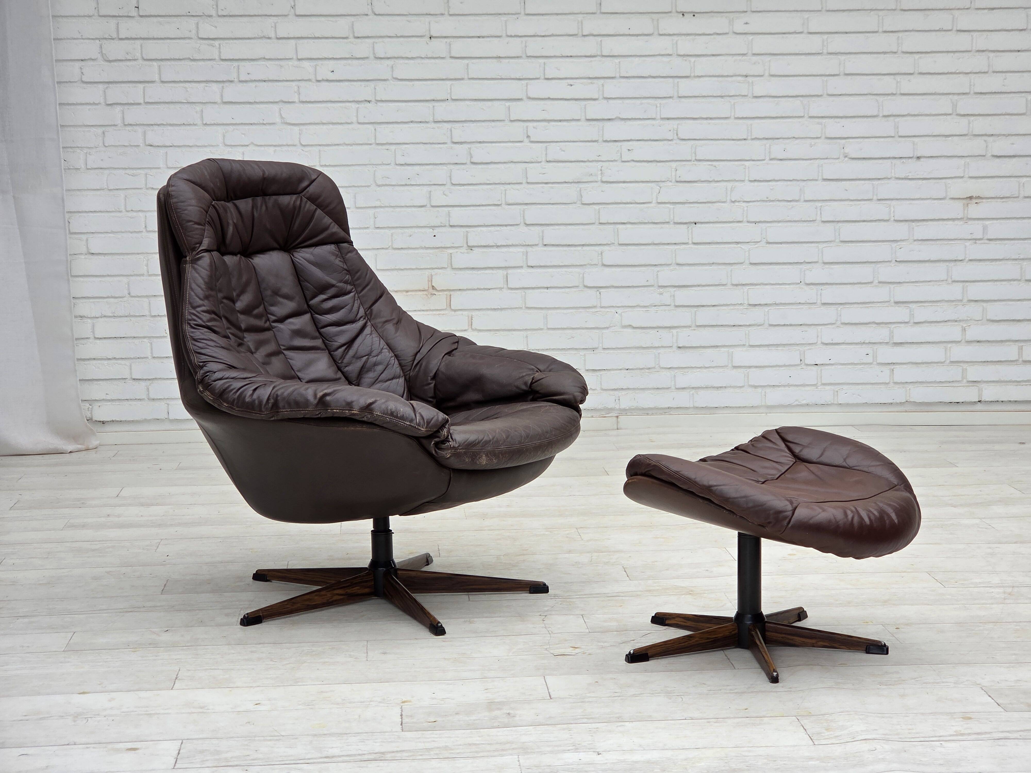 1970s, Danish design by H.W.Klein, swivel chair with footstool.