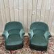 Pair of Napoleon III style green velvet toad armchairs