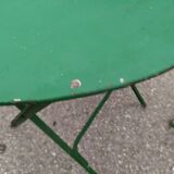 Garden set table and folding metal chairs