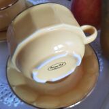 Duo de tasses à chocolat, petit-déjeuner, Style bistrot, en porcelaine, jaune et or