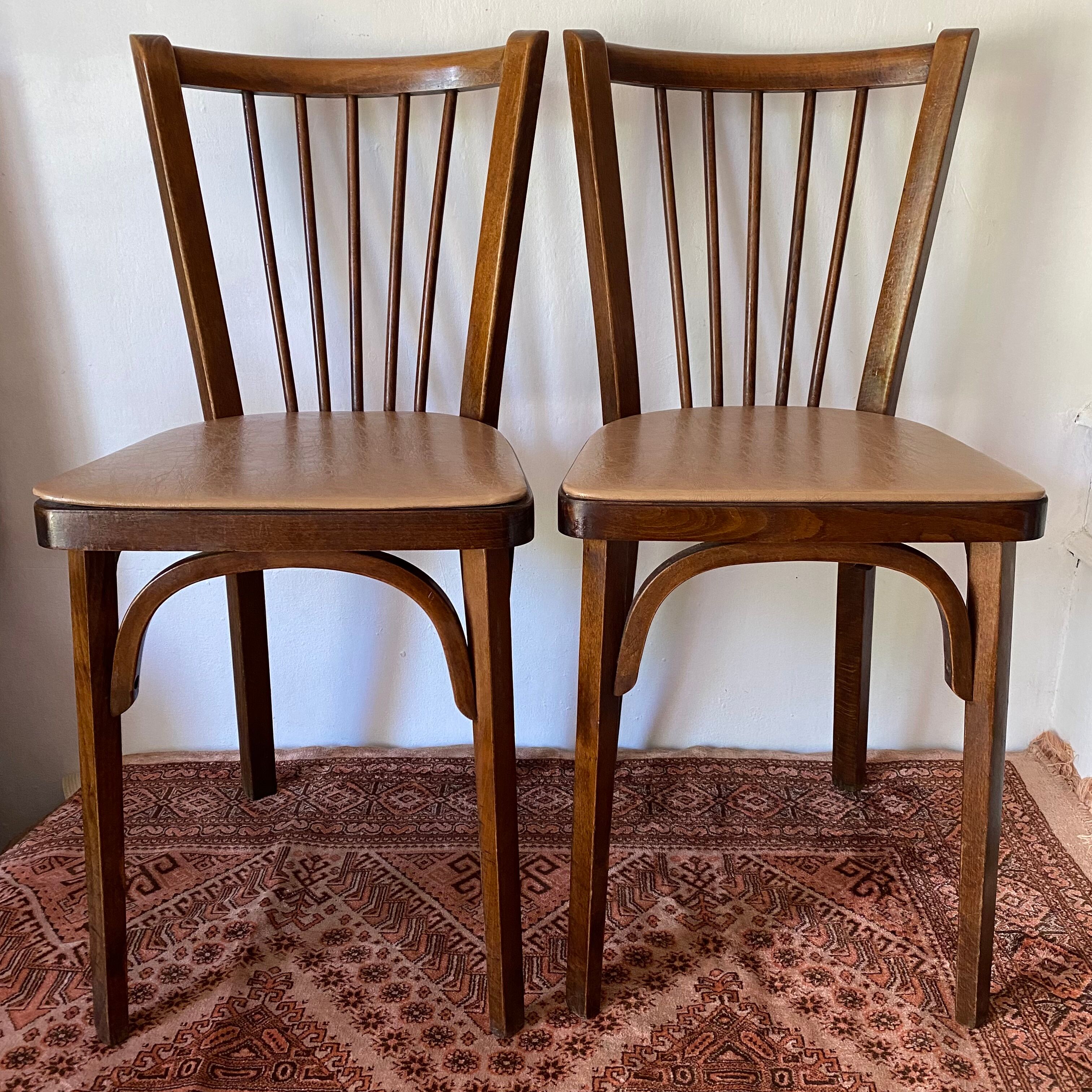Baumann bistro chairs in wood and skaï