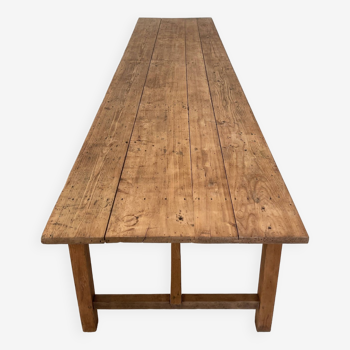 Solid wood workshop table with straight legs.