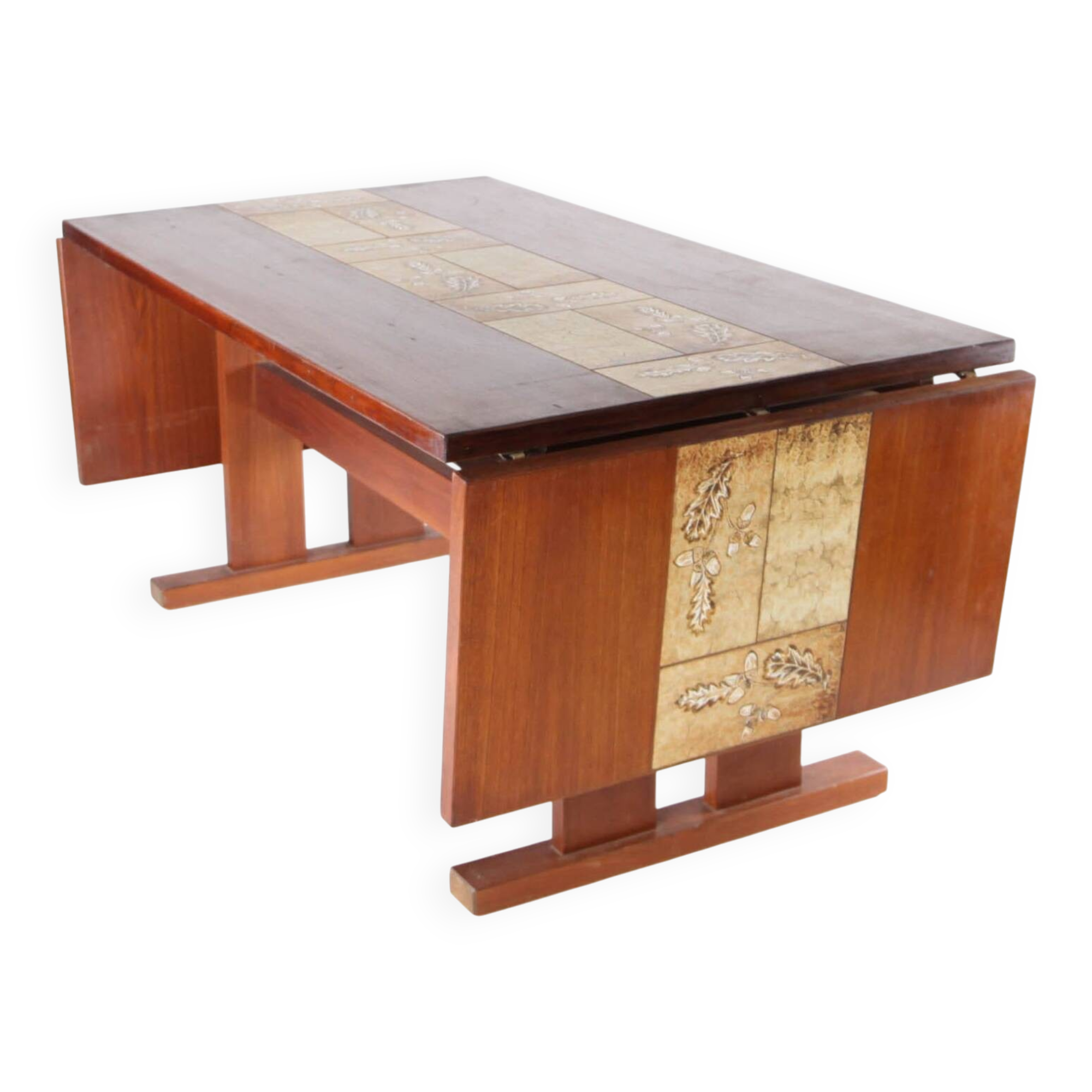 Extendable dining table in rosewood and ceramic