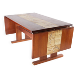 Extendable dining table in rosewood and ceramic