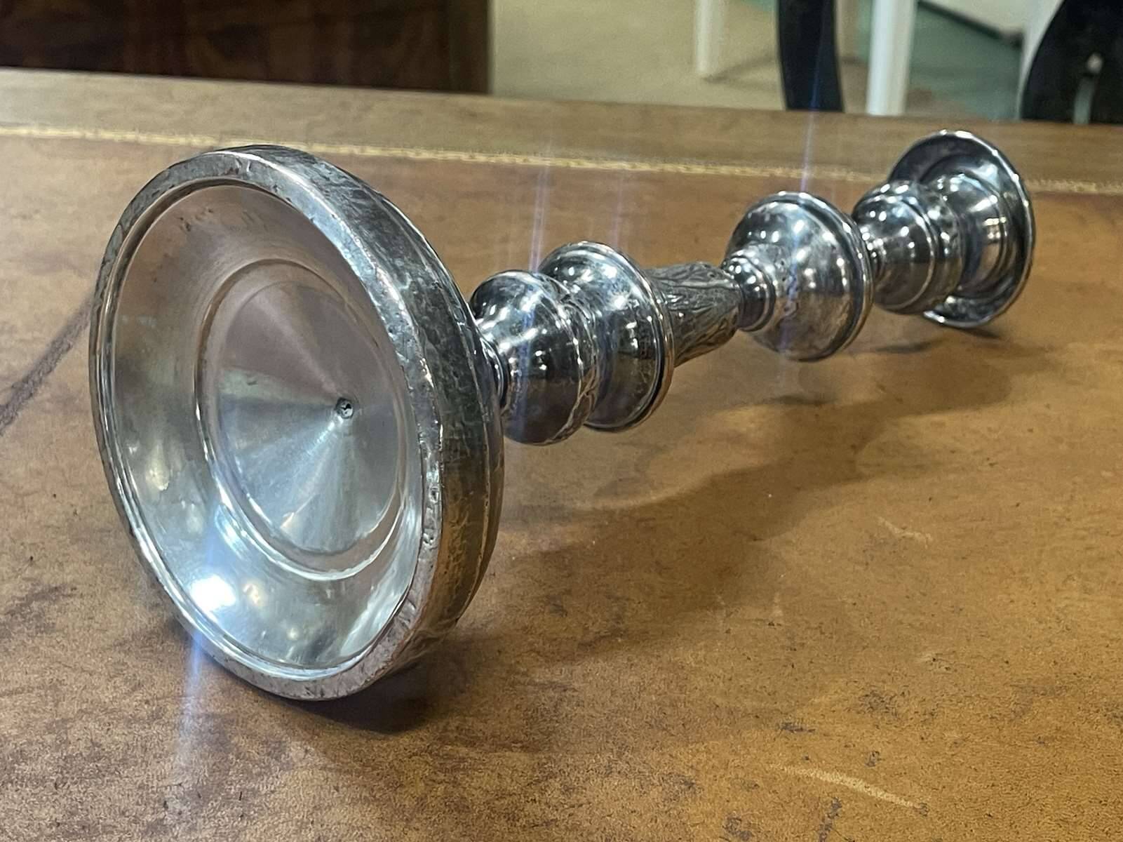 Silver metal candle holder from the early 20th century