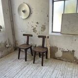 Pair of Aranjou elm “T” chairs