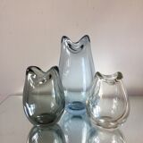 Set of 3 Holmegaard Vases by & Per Lutken 1954