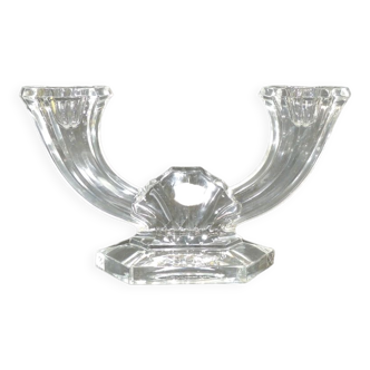 Crystal candle holder signed val saint lambert /belgium/1930