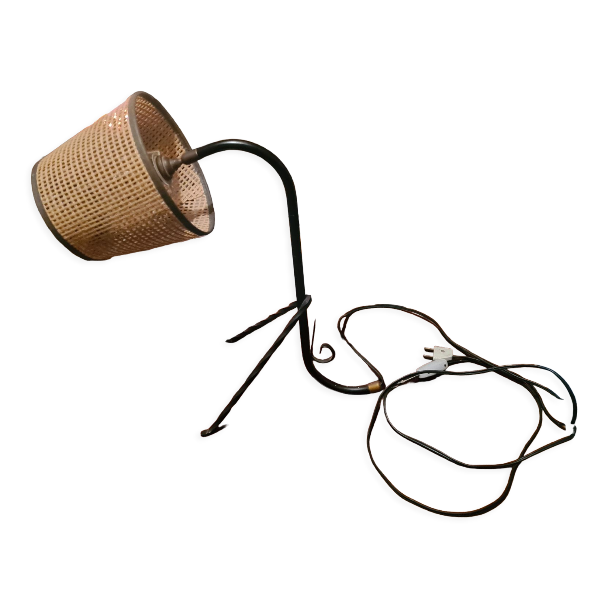 Lampe De Table Vintage 1960 En Fer Forgé - Design Sculptural Inspire Par Picasso Art Populaire