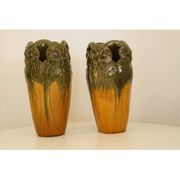 Museum-grade pair: ultra-rare antique michael andersen art pottery "ow