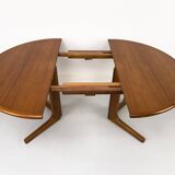 Table à manger ronde extensible danoise en teck, années 1970
