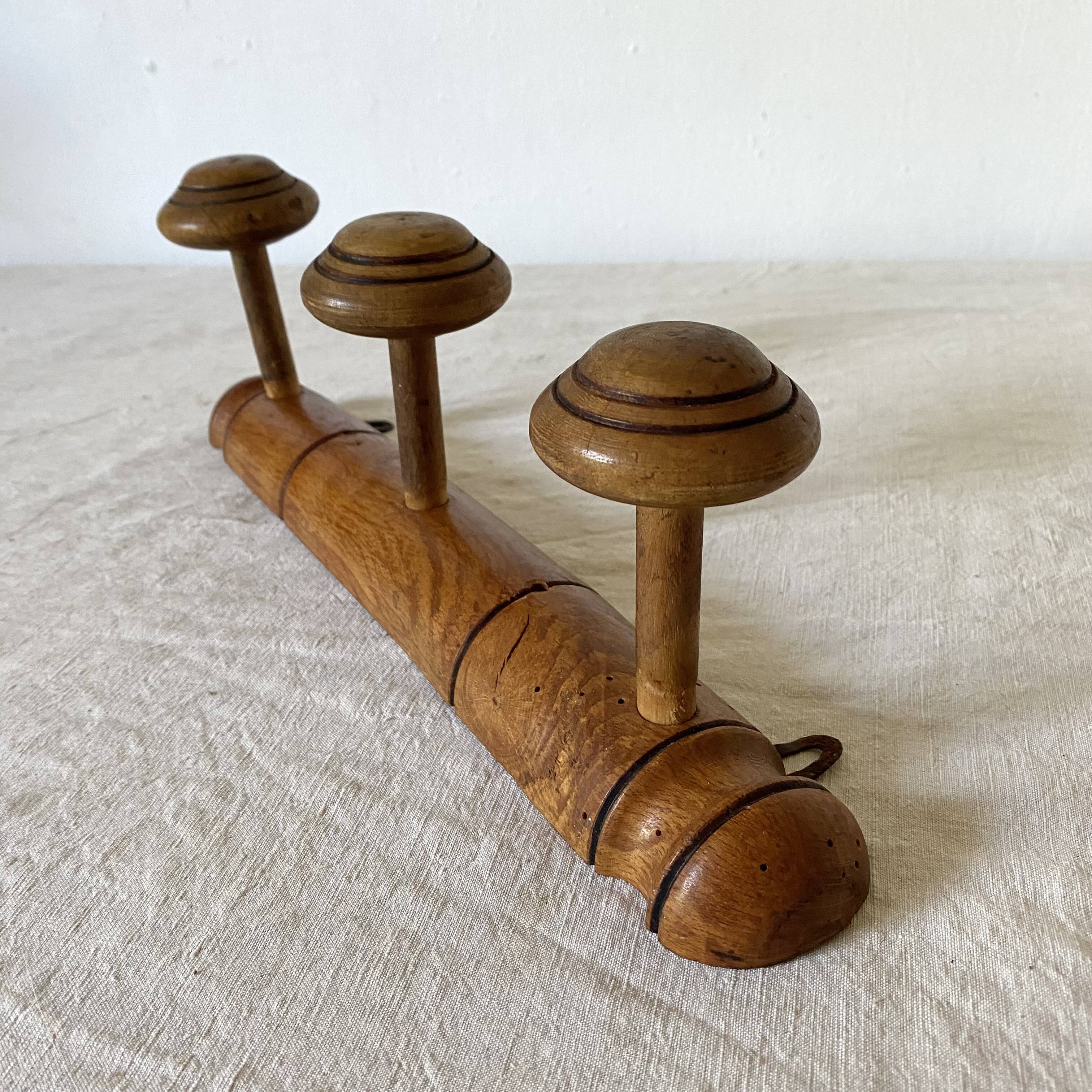 Antique wall coat rack, 3 hooks