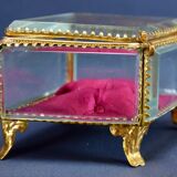 Jewelry box 1900 in beveled glass and brass