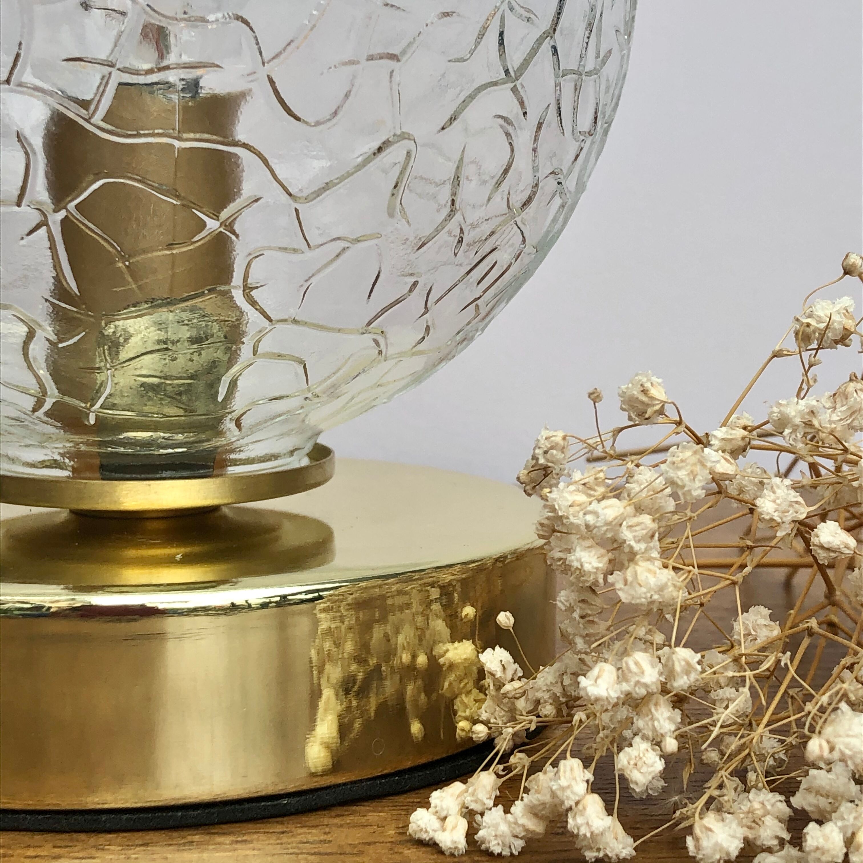 Vintage globe-laying lamp in cracked glass effect