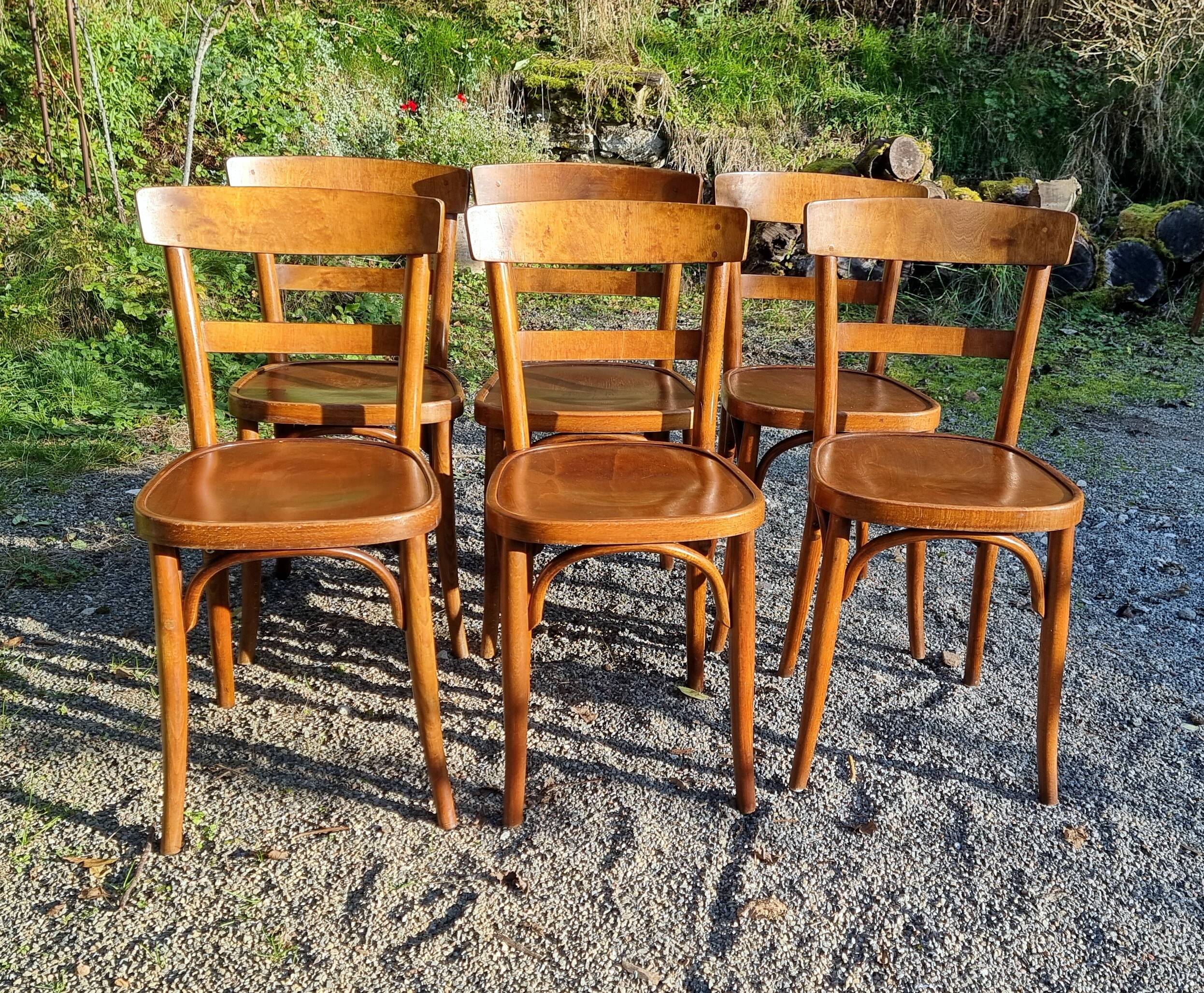 Lot of 6 Horgen-Glaris bistro chairs from the 40s